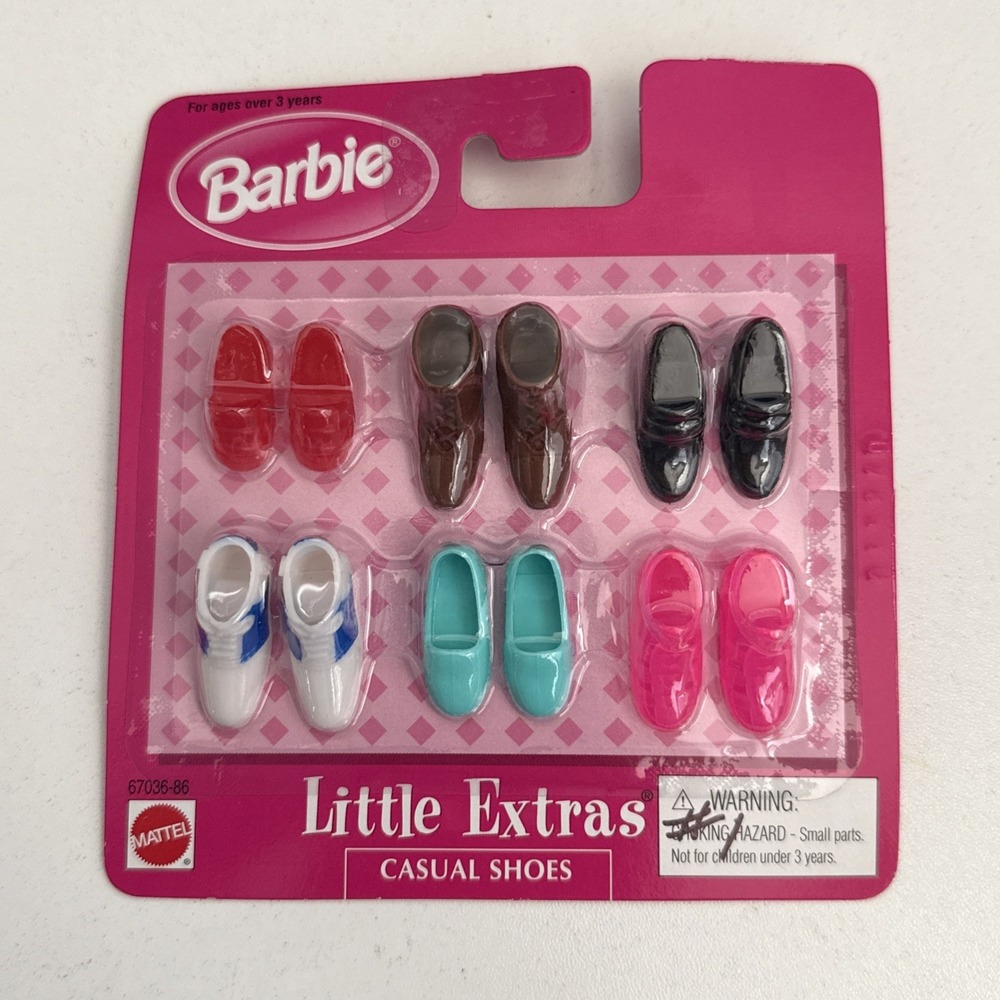 Vintage Mattel 1998 Barbie Little Extras Casual‎ Shoe Pack, 6 pair - Brand New